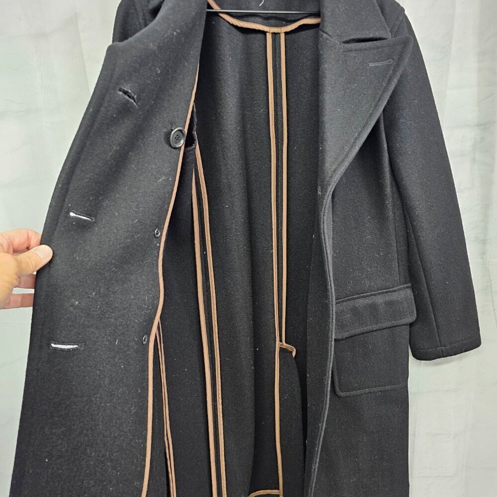 Vintage J. Crew Black Pea Car Coat Wool Blend Preppy Military Winter M - Picture 11 of 15